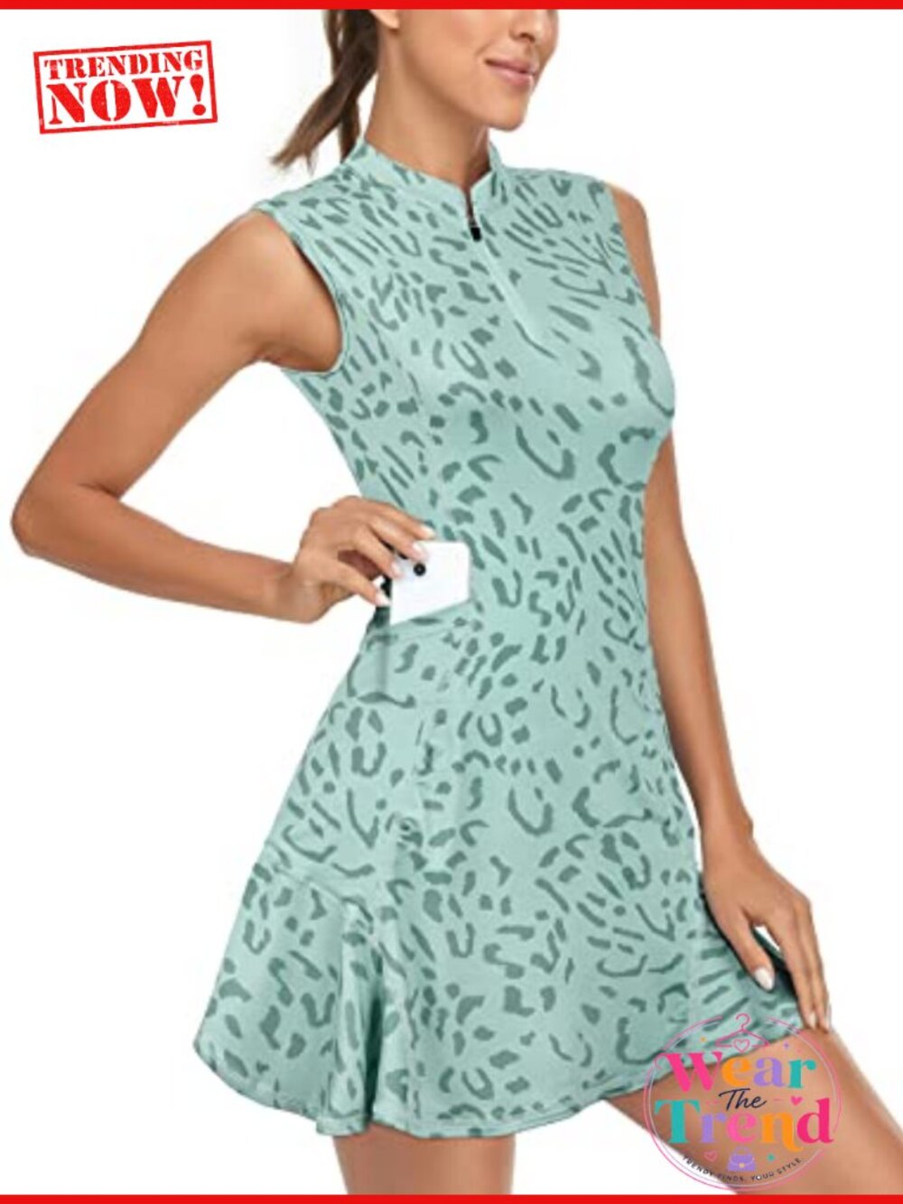 Women's Golf Tennis Dress with Shorts Quick Dry Sleeveless Zip Up Pockets